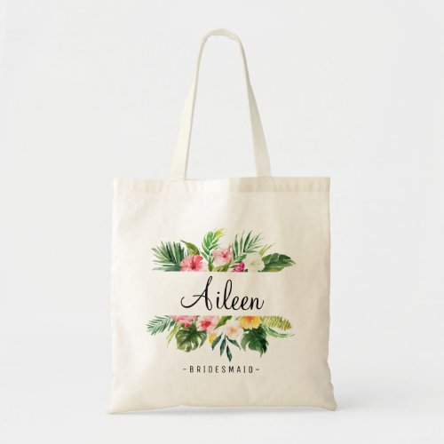 Tropical PlantFloral Bridesmaid Personalized_3 Tote Bag