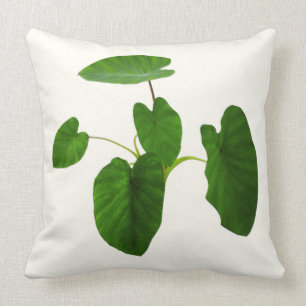 Tropical plant green leaves on ivory throw pillow