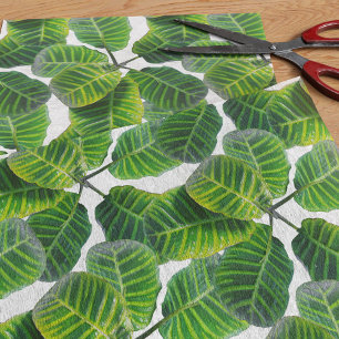 Tropical Plant Leaf Pattern Green and White Summer Tissue Paper