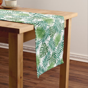 Tropical Plant Leaves  Long Table Runner