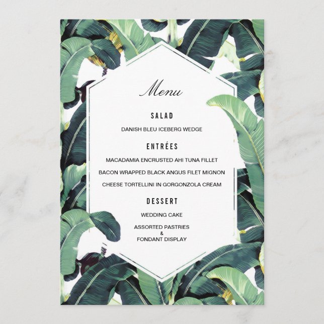 Tropical Plantation Destination Wedding Menu (Front)