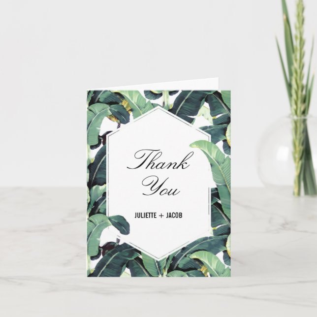 Tropical Plantation Palm Wedding Thank You Card (Front)