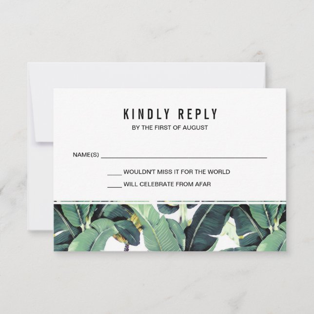 Tropical Plantation Wedding RSVP Response Cards (Front)
