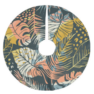 Tropical plants: abstract artistic pattern. brushed polyester tree skirt