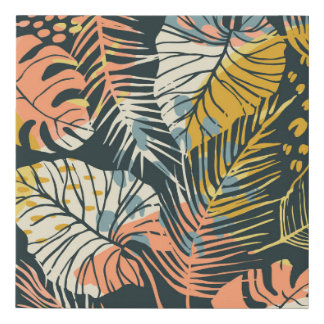 Tropical plants: abstract artistic pattern. faux canvas print
