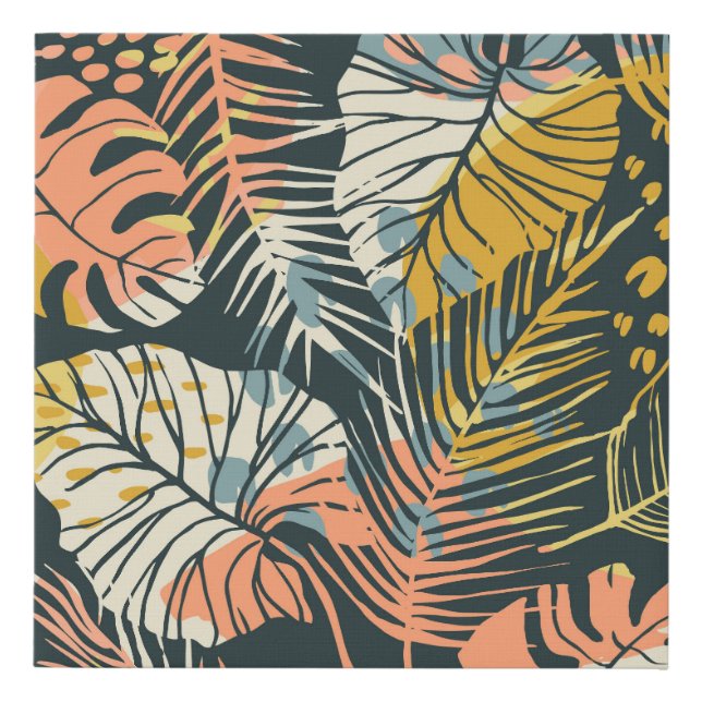 Tropical plants: abstract artistic pattern. faux canvas print (Front)