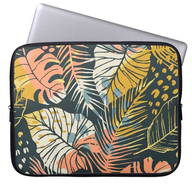 Tropical plants: abstract artistic pattern. laptop sleeve (Front)