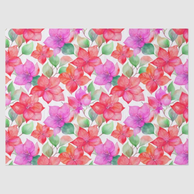 Tropical plants and flowers pattern tissue paper (Front)