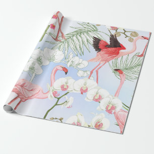 Tropical plants and flowers. Seamless pattern, bac Wrapping Paper