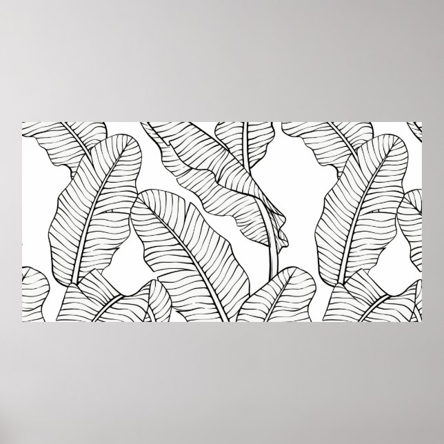 Tropical plants and flowers seamless pattern. Jung Poster (Front)