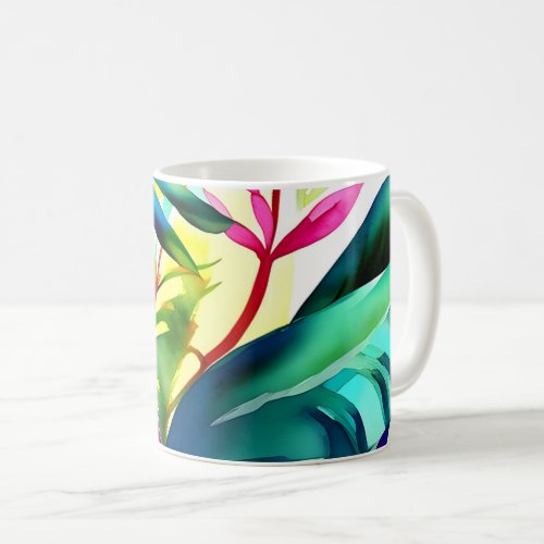 Tropical plants and leaves  coffee mug