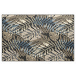 Tropical plants and leaves of brown , blue olive  fabric