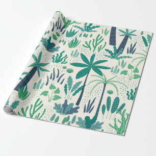 Tropical plants and leaves pattern wrapping paper