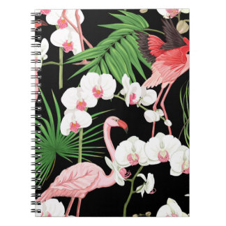 Tropical Plants Birds Colored Illustration Notebook