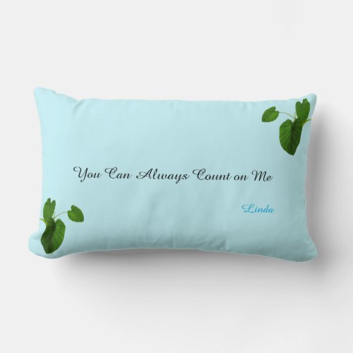 Tropical Plants  Editable Text on Light Blue Lumbar Pillow