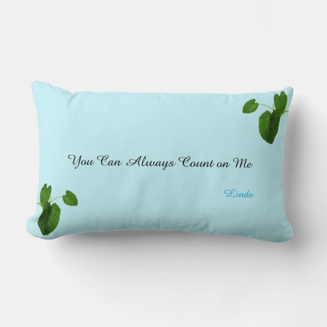 Tropical Plants & Editable Text on Light Blue Lumbar Pillow (Front)