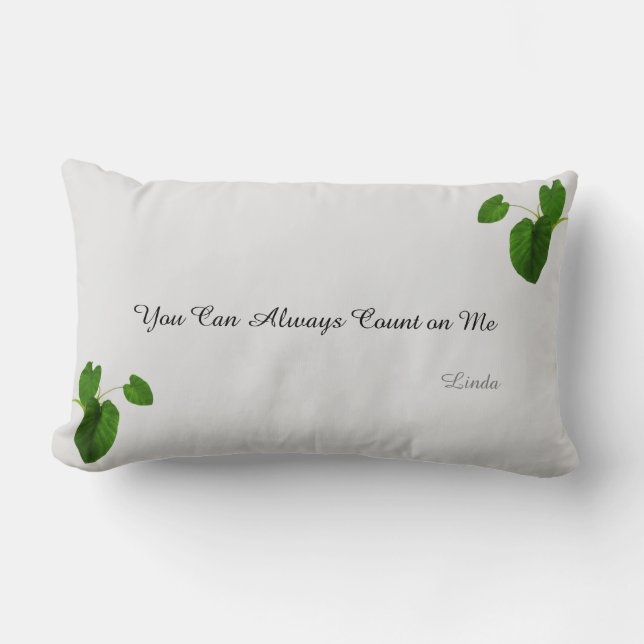 Tropical Plants & Editable Text on Silver Gray Lumbar Pillow (Front)