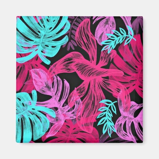 Tropical plants in bold colors magnet (Front)