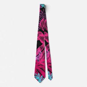 Tropical plants in bold colors neck tie