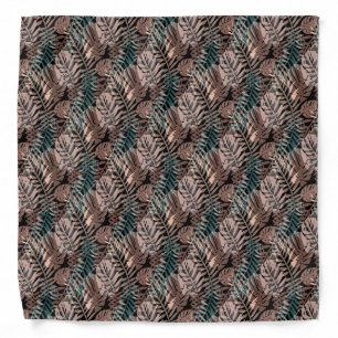 Tropical plants, jungle, tropics , beige ,leaves bandana