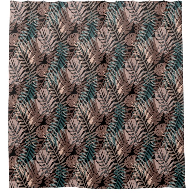 Tropical plants, jungle, tropics , beige ,leaves   shower curtain (Front)