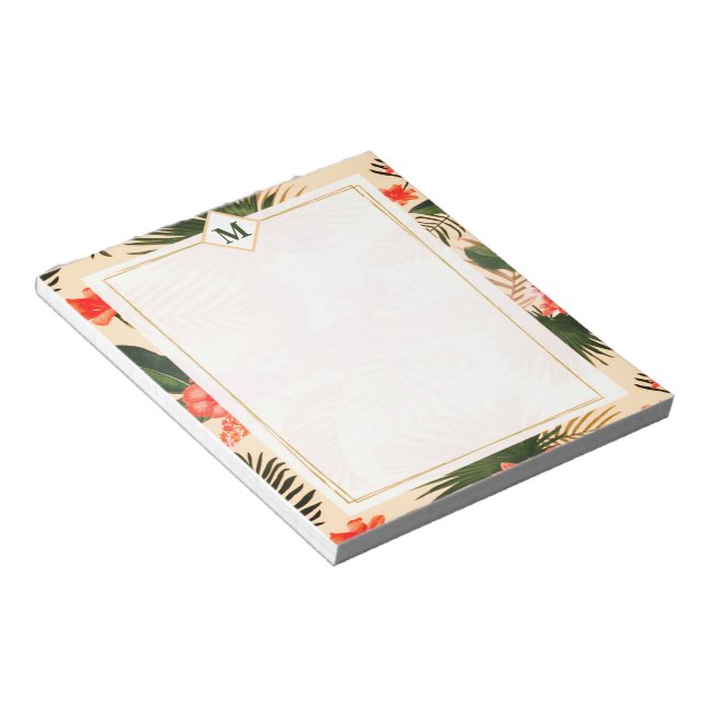 Tropical plants monogram notepad (Angled)
