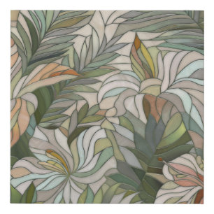 Tropical plants Mosaic Digital Art Faux Canvas Print