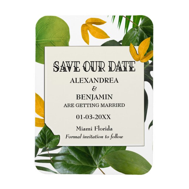 Tropical Plants Nature Save The Date Wedding  Magnet (Vertical)