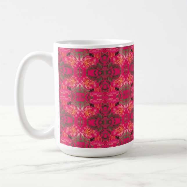 Tropical Plants on Pink Coffee Mug (Left)