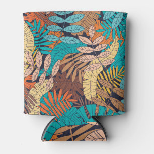 Tropical plants, palm leaves, seamless pattern. can cooler