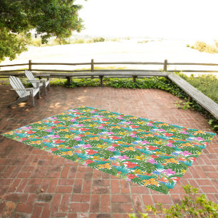 Tropical Plants Pattern Large Outdoor Rug
