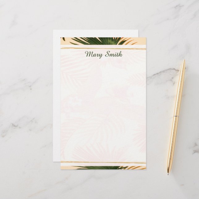 Tropical plants personalized  stationery (Front/Back In Situ)