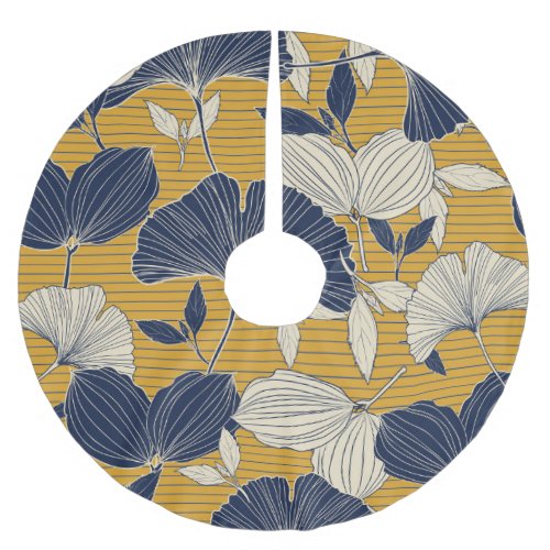 Tropical Plants Seamless Leaf Pattern Brushed Polyester Tree Skirt
