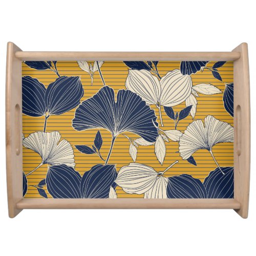 Tropical Plants Seamless Leaf Pattern Serving Tray