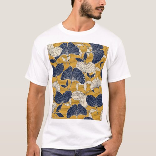 Tropical Plants Seamless Leaf Pattern T_Shirt