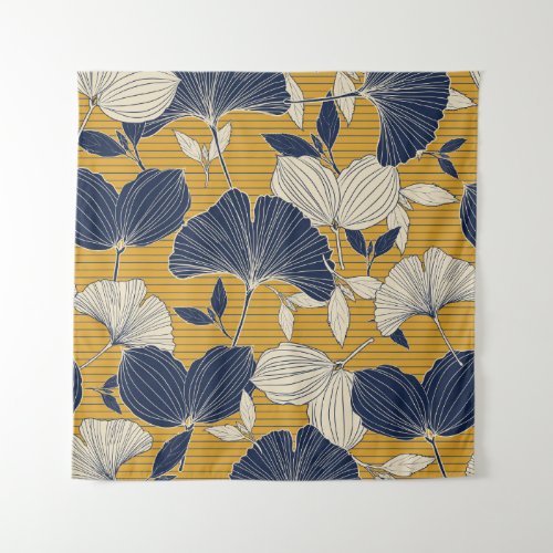 Tropical Plants Seamless Leaf Pattern Tapestry