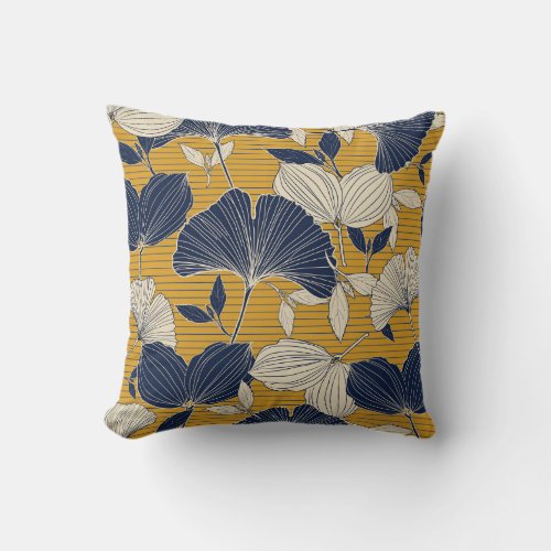 Tropical Plants Seamless Leaf Pattern Throw Pillow