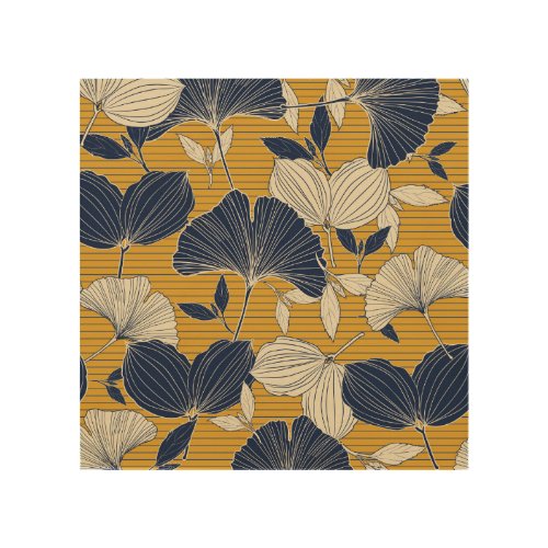 Tropical Plants Seamless Leaf Pattern Wood Wall Art