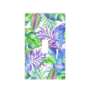Tropical Plants Yellow Pink Green Blue Lavender Light Switch Cover