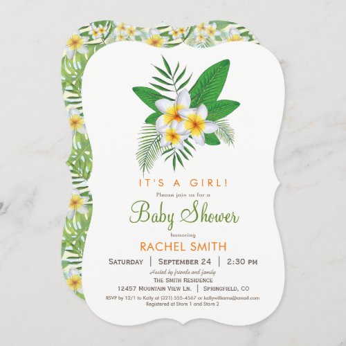 Tropical Plumeria Baby Shower Invitation