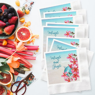 Tropical Plumeria Beach Holiday Party Invitations Napkins
