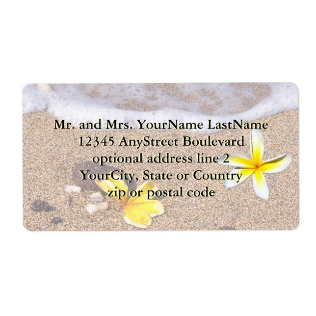 Tropical Plumeria Beach Label (Front)