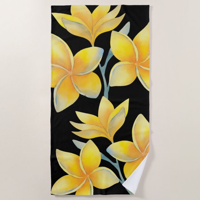 Tropical plumeria beach towel (Front)