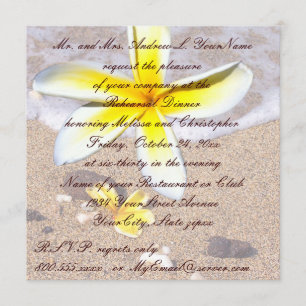 Tropical Plumeria Beach Wedding Rehearsal Dinner Invitation
