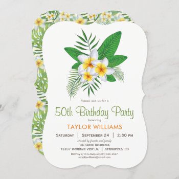 Tropical Plumeria Birthday Party Invitation by Card_Stop at Zazzle
