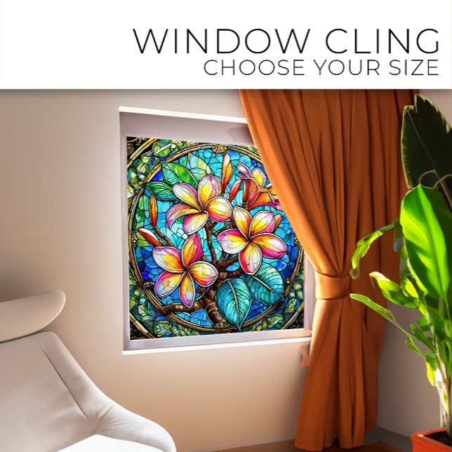 Tropical plumeria bunch Stained glass art Window Cling (Creator Uploaded)