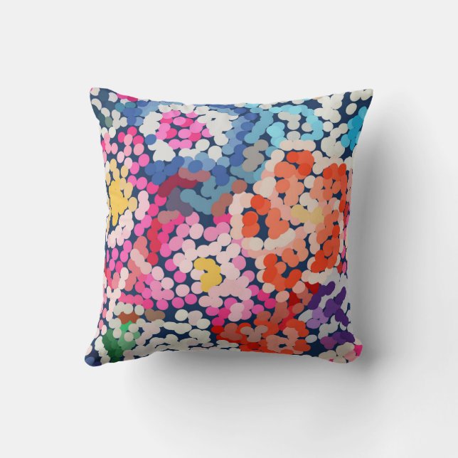 Tropical Plumeria Dotted Spotted Flowers Abstract  Throw Pillow (Back)