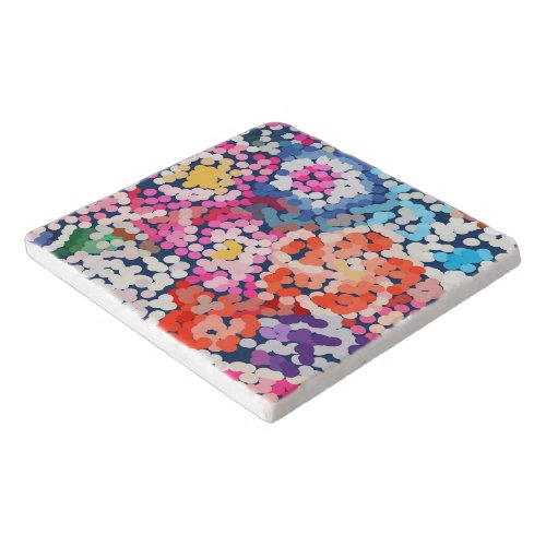 Tropical Plumeria Dotted Spotted Flowers Abstract  Trivet