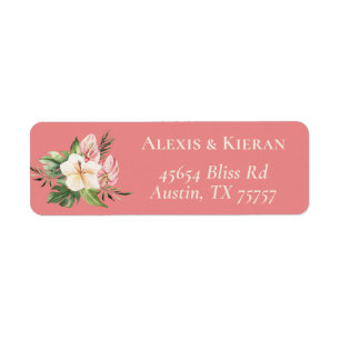 Tropical Plumeria & Flamingo Lily Return Labels