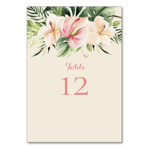 Tropical Plumeria  Flamingo Lily Table Card